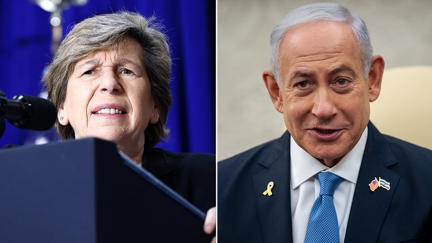 Randi Weingarten and Benjamin Netanyahu split image