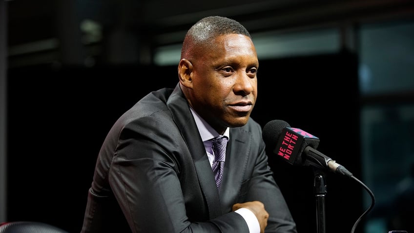 Masai Ujiri talks to media
