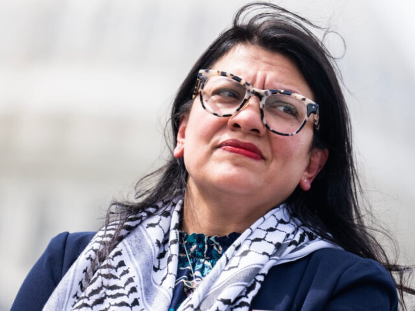 UNITED STATES - MAY 8: Rep. Rashida Tlaib, D-Mich., attends a news conference outside the