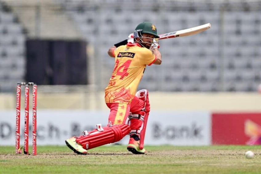 Zimbabwe's Sikandar Raza plays a shot during the fifth Twenty20 international cricket matc