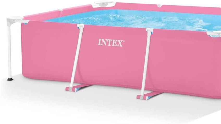 Add some color to your yard with this pink pool. 