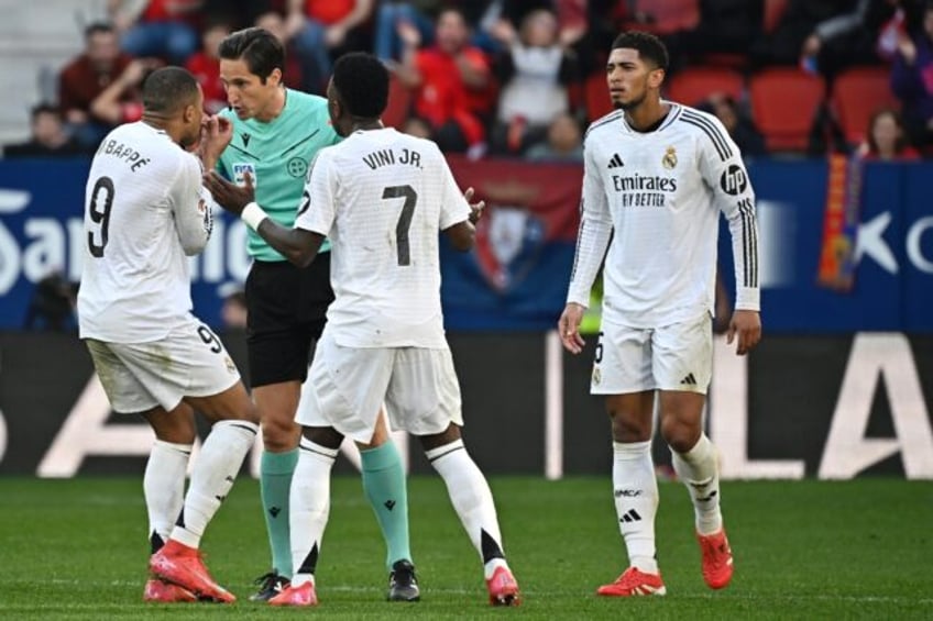 Flashpoint: Real Madrid's Kylian Mbappe and Vinicius Junior remonstrate with referee Jose