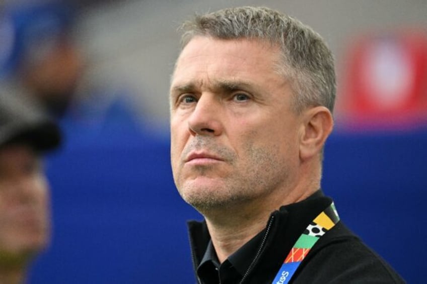 Serhiy Rebrov looks on during Ukraine's goalless stalemate with Belgium at Euro 2024