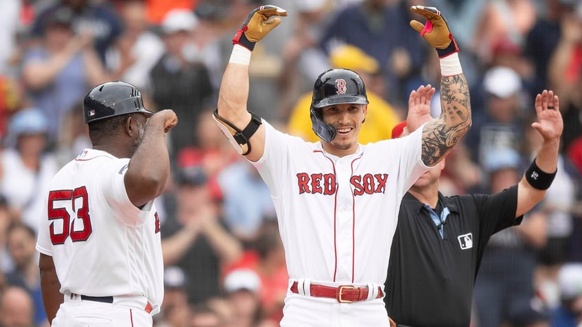 Jarren Duran after hitting a triple