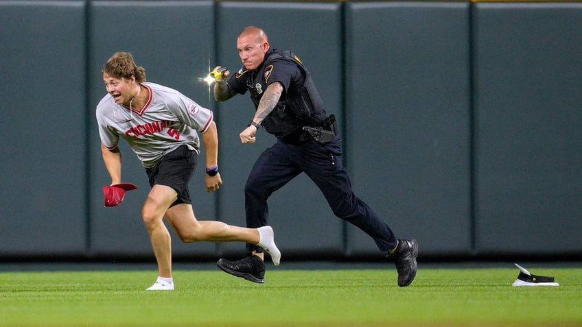 A Reds fan on the field