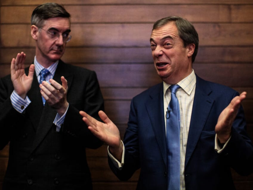 LONDON, ENGLAND - DECEMBER 14: Conservative MP Jacob Rees-Mogg and British MEP Nigel Farag