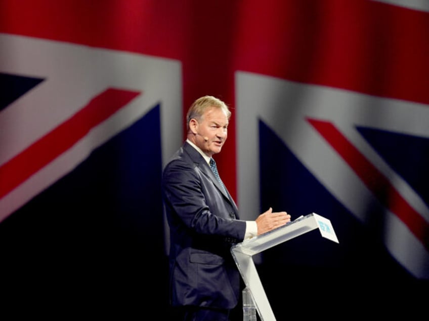 Reform UK MP Rupert Lowe speaks at the party's annual conference at the National Exhi