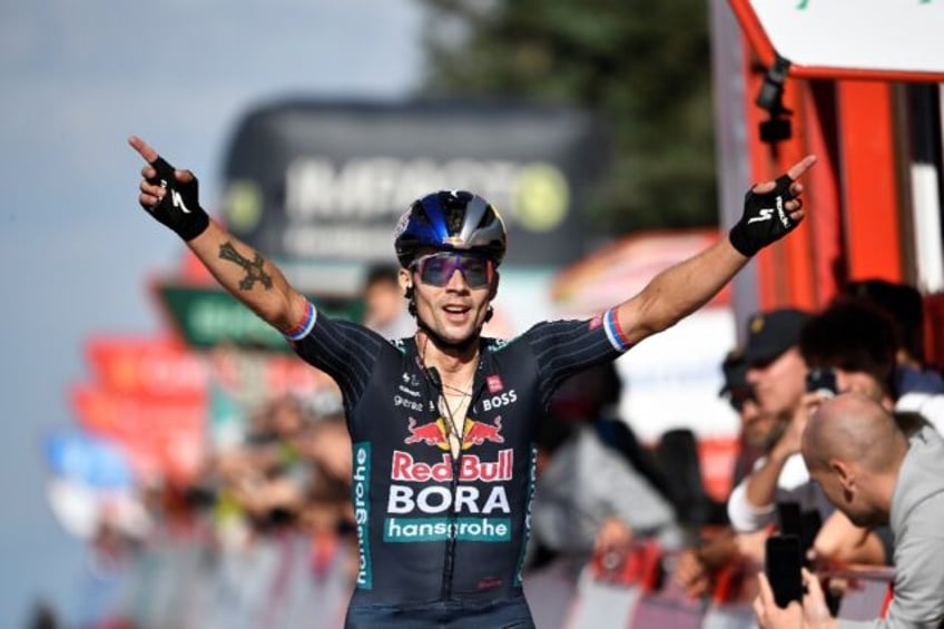 Primoz Roglic as he regains the Vuelta lead