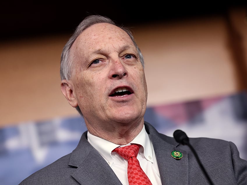 Rep. Andy Biggs (R-AZ) speaks at a press conference on the debt limit and the Freedom Caucus's plan