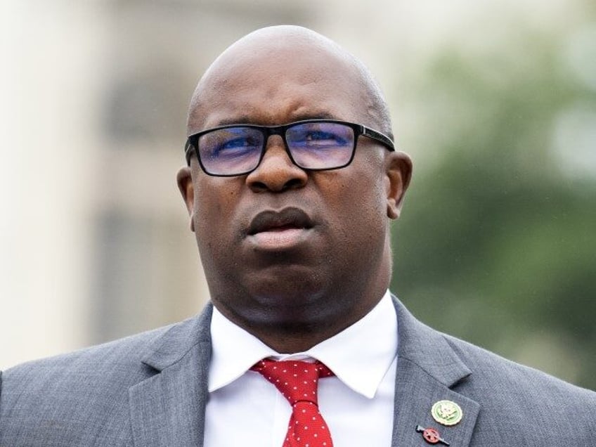 Rep. Jamaal Bowman (D-NY) arrives at the U.S. Capitol before the House voted to send an ar