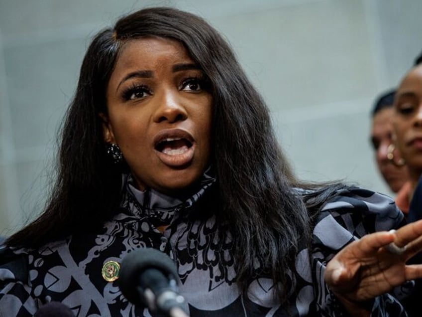 Migrants - WASHINGTON, DC - FEBRUARY 28: Rep. Jasmine Crockett (D-TX) speaks during a pres