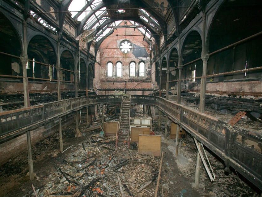 a church burned down by an arson attack in Barrow in Furness Cumbria UK. (Ashley Cooper/Co