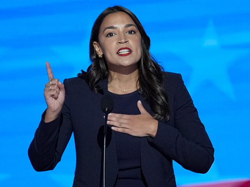 Rep. Alexandria Ocasio-Cortez, D-NY, speaks during the Democratic National Convention on M