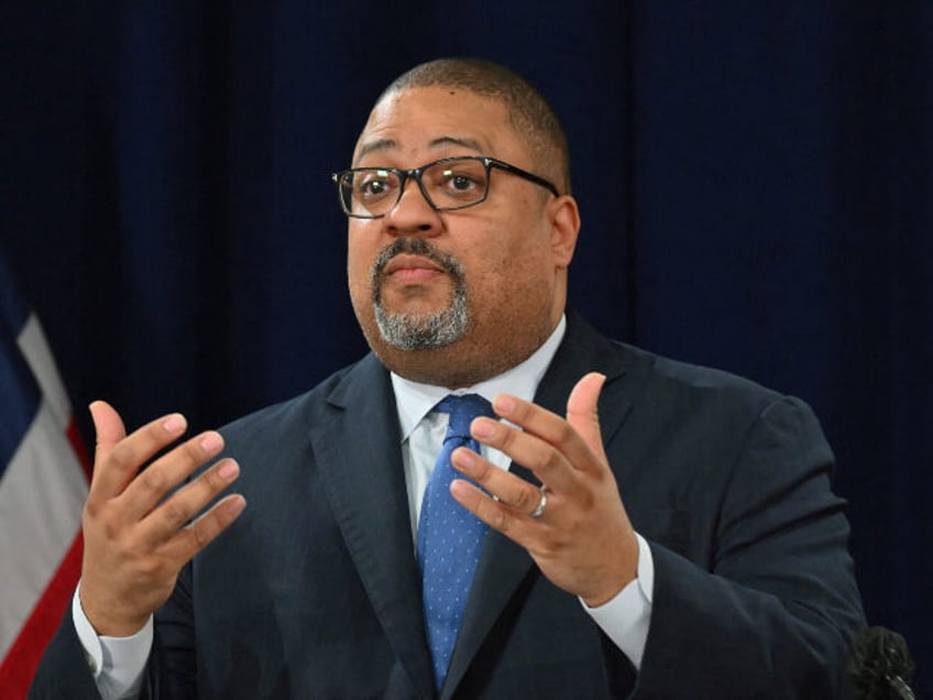 Manhattan District Attorney Alvin Bragg speaks during a press conference to discuss his in