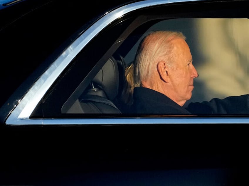 President Joe Biden leaves Just In Time Bowling, Friday, Nov. 3, 2023, in Lewiston, Maine.