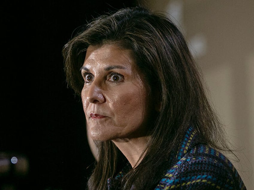 Republican Presidential Candidate former US Ambassador Nikki Haley attends the Thanksgiving Family Forum at the downtown Marriott on November 17, 2023 in Des Moines, Iowa. The Christian faith based forum hosts three Republican Presidential candidates at a round table discussion for an audience of supporters. (Photo by Jim Vondruska/Getty Images)