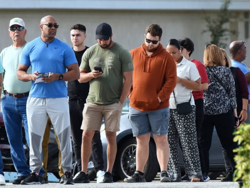 ORLANDO, FLORIDA, UNITED STATES - NOVEMBER 5: Voters wait in line at a polling station on