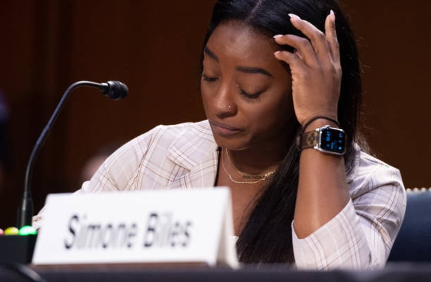 Olympic gymnasts Simone Biles testifies during a Senate Judiciary hearing about the Inspector General's report on the FBI handling of the Larry...