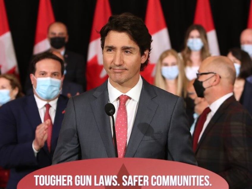 Justin Trudeau, Canada's prime minister, speaks during a press conference at the Fair