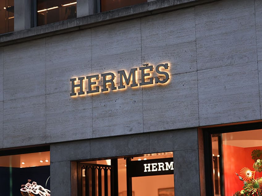 The exterior of a Hermès store photographed on February 18, 2023 in London, England. (Pho