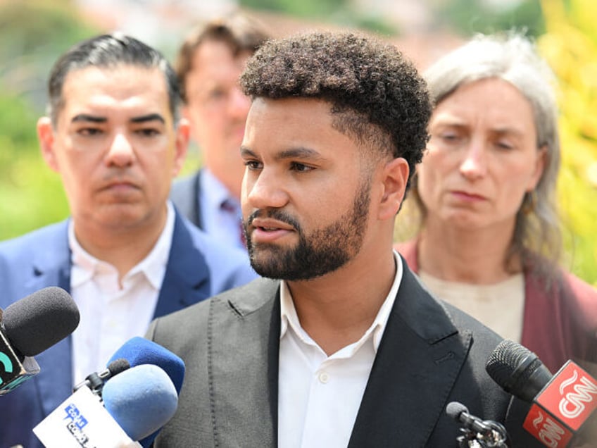 Democratic US Congressman Maxwell Frost speaks during a press conference on the liberation