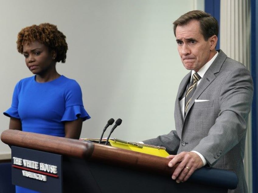 John Kirby, national security council coordinator, takes a question during a news conference in the James S. Brady Press Briefing Room at the White House in Washington, D.C., US, on Monday, Aug, 1, 2022. Kirby said today it is "disconcerting" China might use a Taiwan visit from House Speaker Nancy …