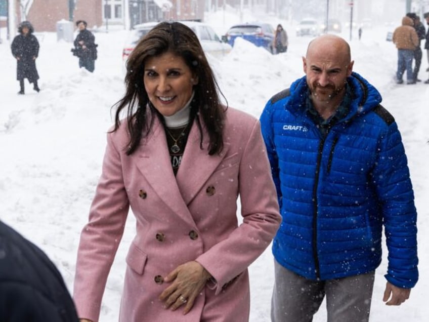 Nikki Haley, former ambassador to the United Nations and 2024 Republican presidential candidate, departs a campaign event at The James Theater in Iowa City, Iowa, US, on Saturday, Jan. 13, 2024. Haley and Florida Governor Ron DeSantis are hoping that a strong showing on Monday will convince Republicans in later …