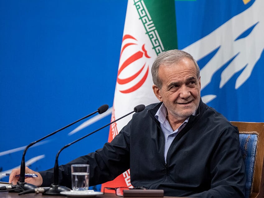 TEHRAN, IRAN - SEPTEMBER 16: Iranian President Masoud Pezeshkian attends his first press c