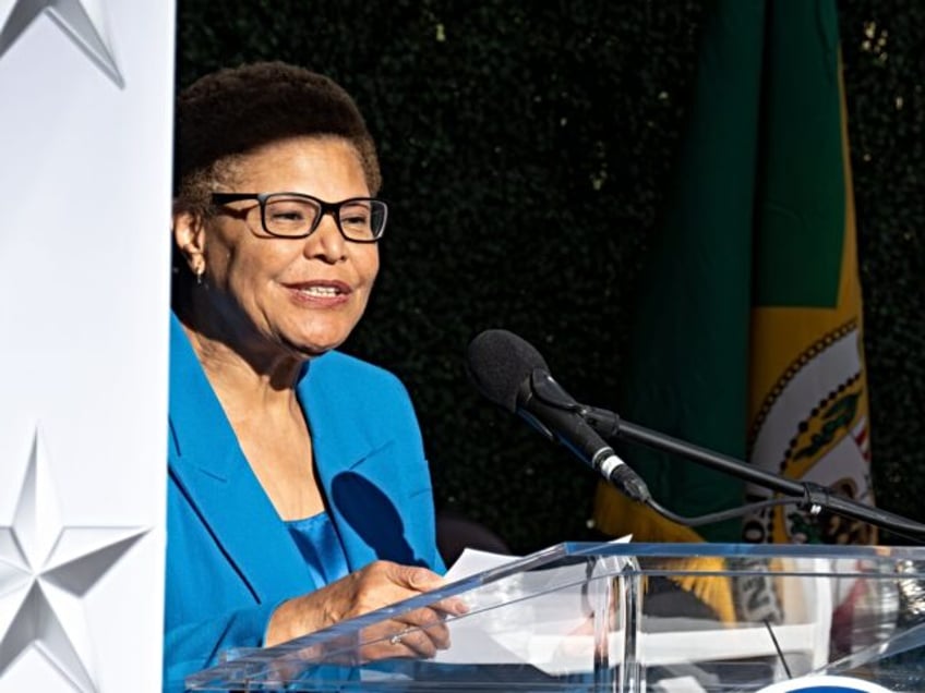 Los Angeles, CA - November 14:Los Angeles Mayor Karen Bass makes opening remards at a cere