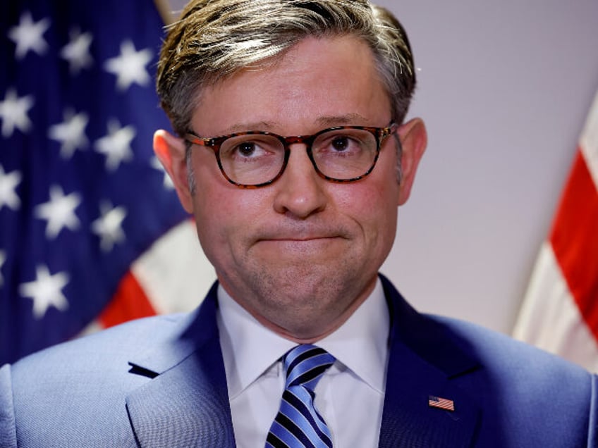 U.S. Speaker of the House Mike Johnson (R-LA) attends a press conference on Capitol Hill o