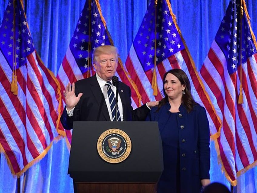 US President Donald Trump speaks after his introduction by RNC Chairwoman Ronna Romney McDaniel at a fundraising breakfast in a restaurant in New York, New York on December 2, 2017. / AFP PHOTO / MANDEL NGAN (Photo credit should read MANDEL NGAN/AFP/Getty Images)