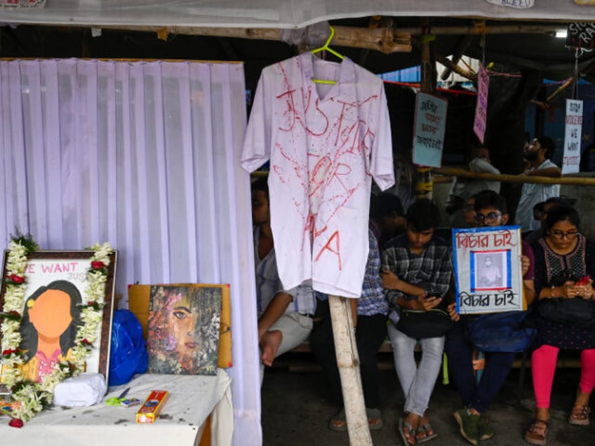 KOLKATA, INDIA - AUGUST 22: A view of protest site where medics following the live telecas