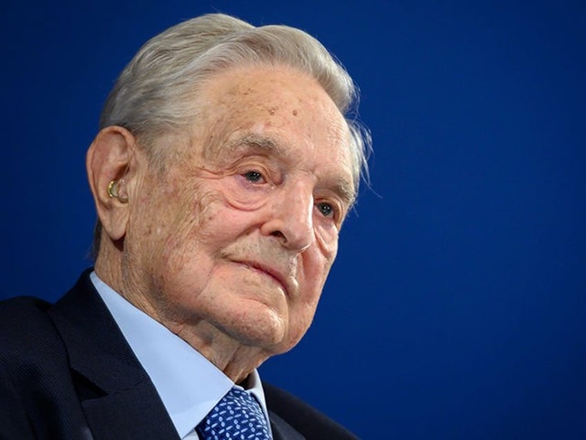 Hungarian-born US investor and philanthropist George Soros delivers a speech on the sideli