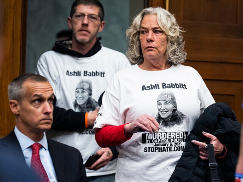 UNITED STATES - MARCH 30: Micki Witthoeft, mother of Ashli Babbitt, and Corey Lewandowski,