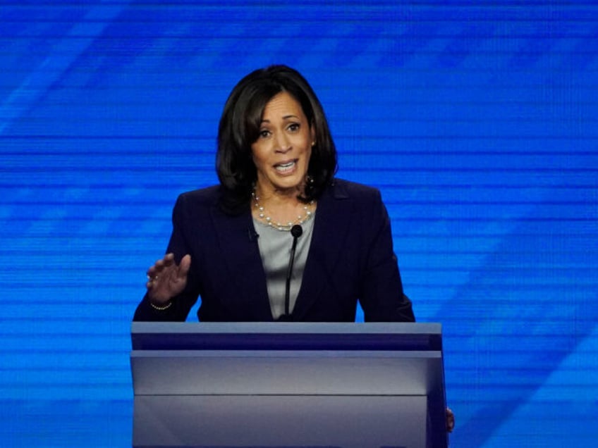 Democratic presidential candidate Sen. Kamala Harris, D-Calif. speaks Thursday, Sept. 12,