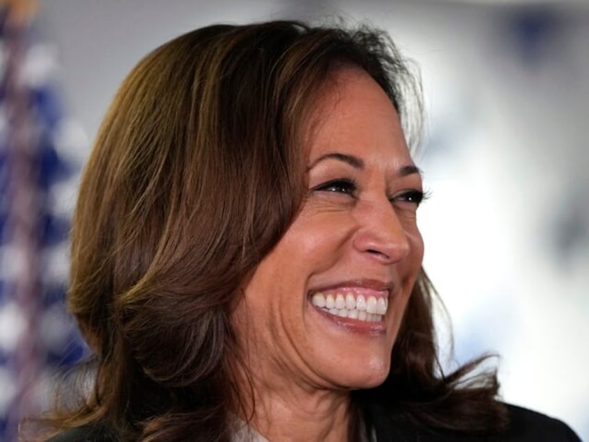 Vice President Kamala Harris speaks at her campaign headquarters in Wilmington, Del., Mond