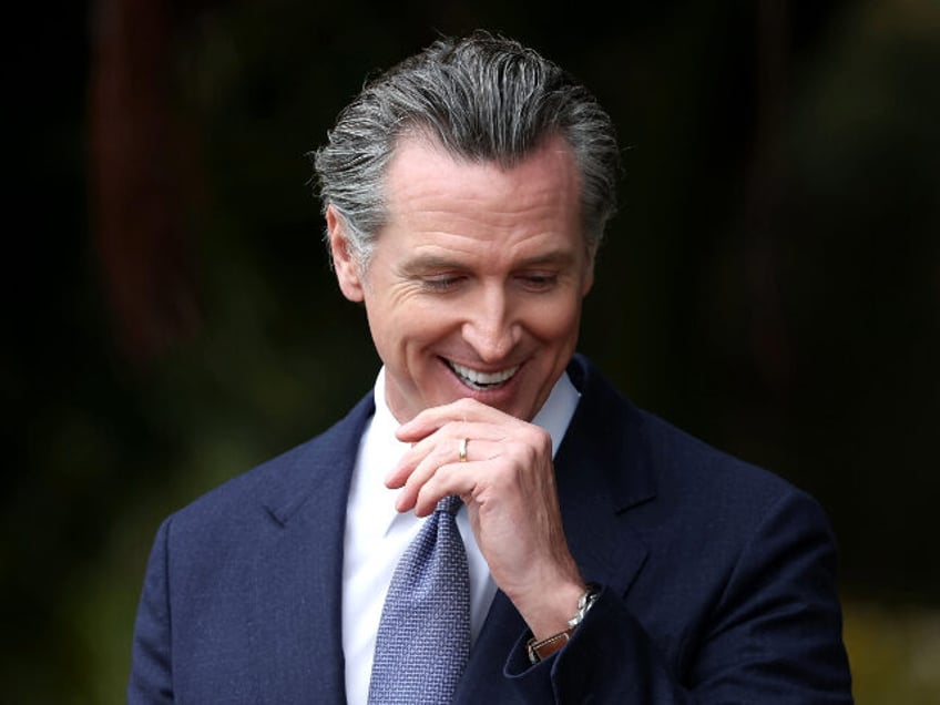 SAN FRANCISCO, CALIFORNIA - MAY 27: California Gov. Gavin Newsom speaks during a news conference with New Zealand Prime Minister Jacinda Ardern on May 27, 2022 in San Francisco, California. California Gov. Gavin Newsom and New Zealand Prime Minister Jacinda Ardern established a new international partnership to address climate change. …