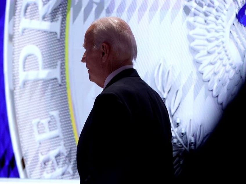 U.S. President Joe Biden walks off stage during the CNN Presidential Debate at the CNN Stu