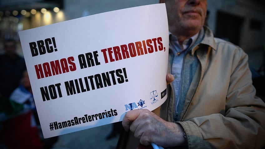 Protester outside the BBC