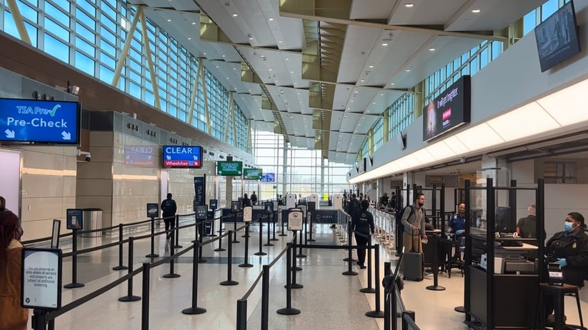 Empty security line at airport