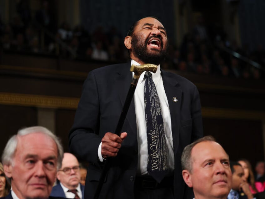 WASHINGTON, DC - MARCH 04: Rep. Al Green (D-TX) shouts out as U.S. President Donald Trump