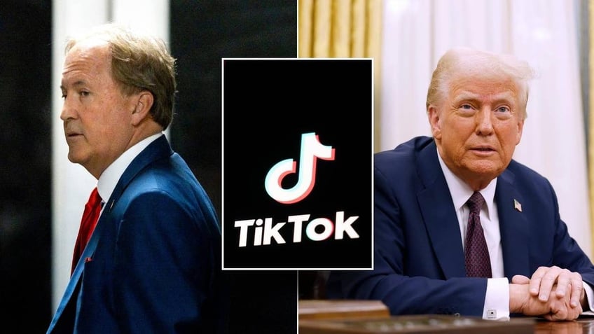 Ken Paxton, TikTok logo, Donald Trump