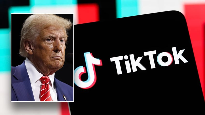 Trump inset, TikTok logo main