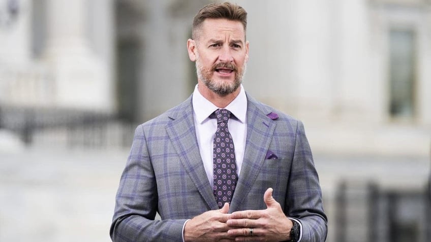 Rep. Greg Steube does a TV interview outside the U.S. Capitol on April 23, 2020.