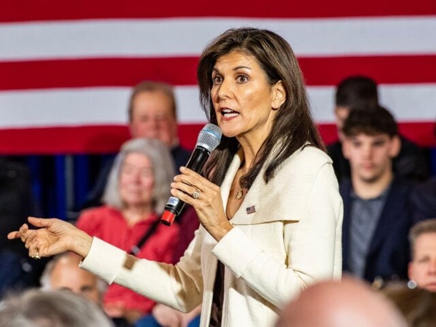 Former UN ambassador and 2024 Republican presidential hopeful Nikki Haley speaks at a campaign town hall event at Wentworth by the Sea Country Club in Rye, New Hampshire on January 2, 2024. (Photo by Joseph Prezioso/AFP)