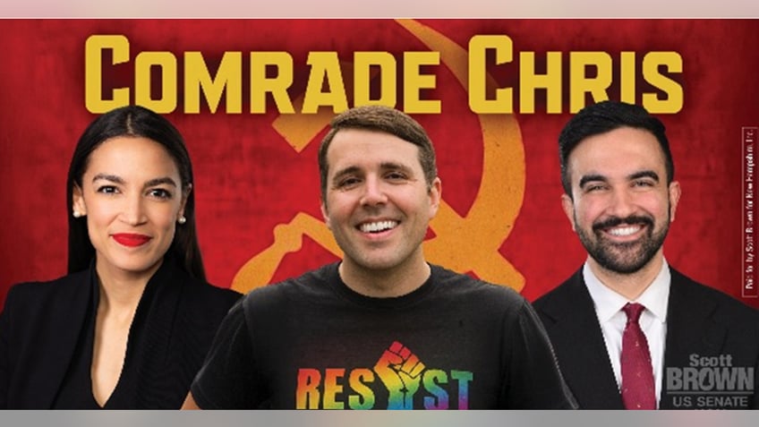 anti-Chris Pappas ad featuring AOC, left, and Zohran Mamdani, right