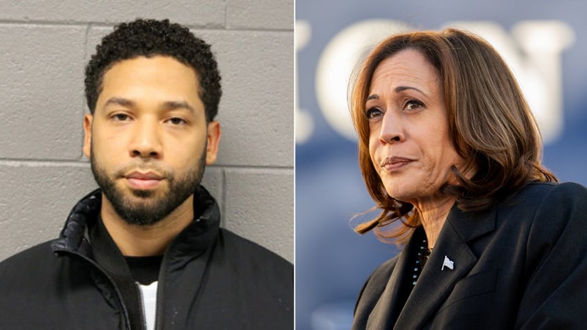 Jussie Smollett and Kamala Harris split image