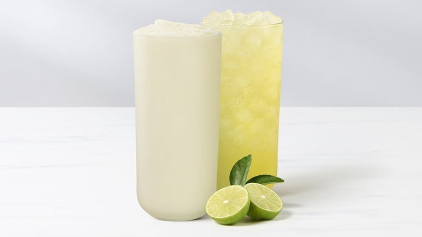 Chick-fil-A's Key Lime Frosted Lemonade and Key Lime Lemonade are shown.