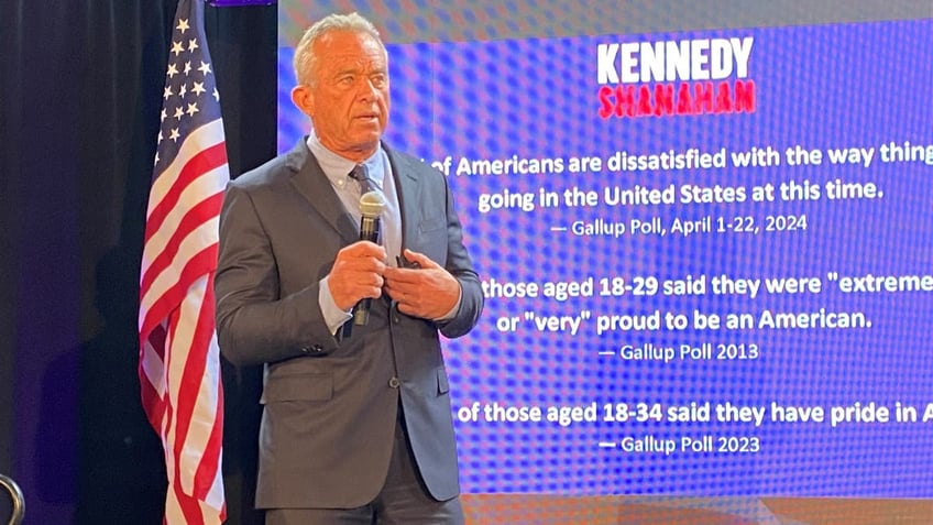 Robert F. Kennedy Jr. speaks at a campaign event for this independent presidential bid, on May 1, 2024 in the New York City borough of Brooklyn.