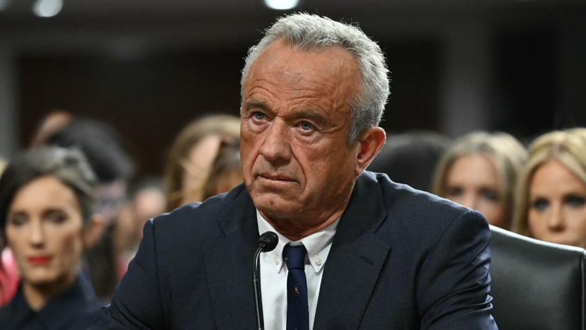 Robert F. Kennedy Jr. testifies during a Senate Finance Committee hearing on his nomination to be Health and Human Services Secretary, on Capitol Hill in Washington, DC, on January 29, 2025.